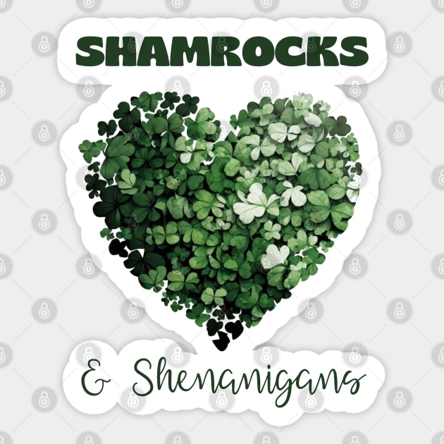 Shamrocks and Shenanigans with clover heart Sticker by Deedy Studio